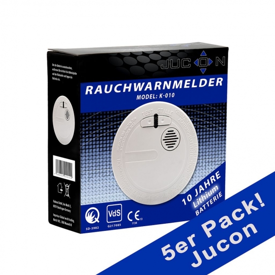 5er Pack Rauchmelder Jucon 10 Jahre Q-Siegel, VDS