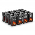 ABSINA 16x Rauchmelder Batterie 9V Block - Alkaline Batterien für Feuermelder, Bewegungsmelder & Kohlenmonoxid