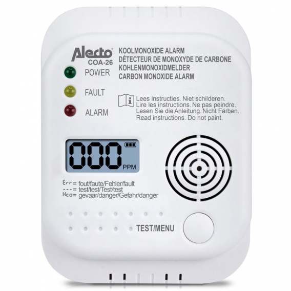 Alecto COA-26 - Kohlenmonoxidmelder mit 7 Jahren Sensorlaufzeit, weiß