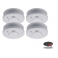 4er-Set Rauchmelder mit Magnethalter, Batteriewarnung & Testtaste, EN14604