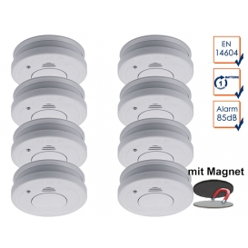 More about 8er-Set Rauchmelder mit Magnethalter, Batteriewarnung & Testtaste, EN14604