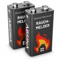 ABSINA 2x Rauchmelder Batterie 9V Block - Alkaline Batterien für Feuermelder, Bewegungsmelder & Kohlenmonoxid