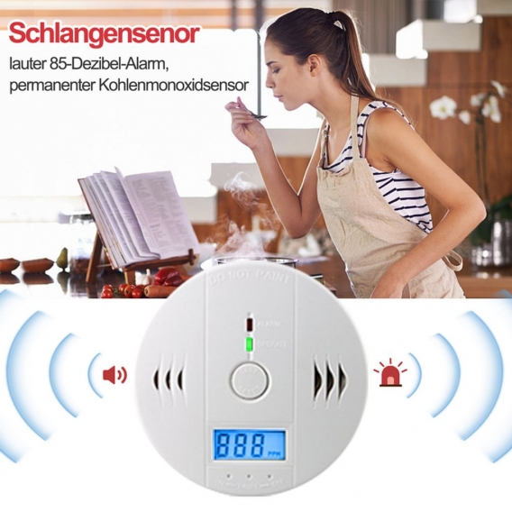 Jiubiaz CO Melder Alarm Kohlenmonoxid 2x Rauchmelder Gasmelder Gaswarner LCD Anzeige Kohlenmonoxidmelder Brandschutz CO Sensor