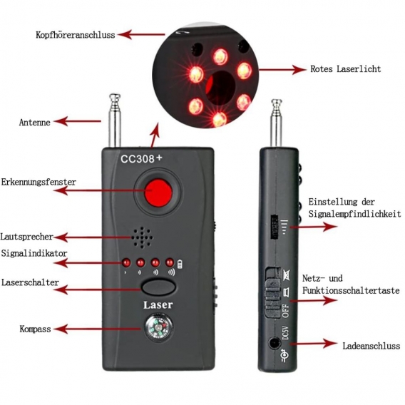 Wireless Anti Detector versteckte Kamera GSM-Audio-Bug-Finder GPS-Signal-Objektiv