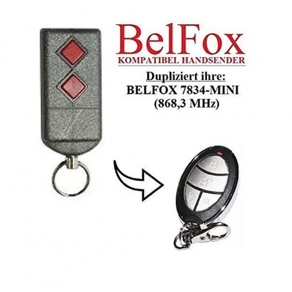 BELFOX 7834 - MINI Kompatibel Handsender, Ersatz sender, 868.3Mhz fixed code, Klone