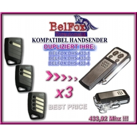 More about BELFOX DHS 433-1 / 433-2 / 433-4 , 433.92 MHz Kompatibel Handsender, Ersatz sender (Fixed code), 3 Stück