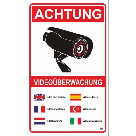 Achtung Videoüberwachung 250 x 150 mm Schild PST-Kunstoff