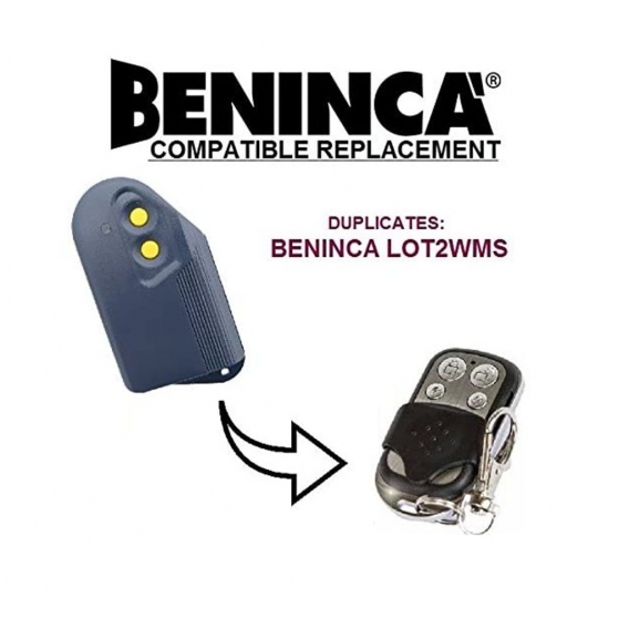 Beninca lot2wms kompatibel Fernbedienung, Clone Transmitter für Garage Tor Automatisierung,  Schlüsselanhänger, 433,92 MHz fixed