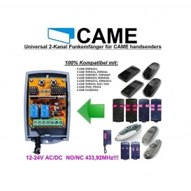 More about CAME kompatibel Funkempfängermodul im Gehäuse, 2-kanal universal Empfänger für CAME TOP, TWIN, TAM handsender. 12-24V AC/DC, NO/