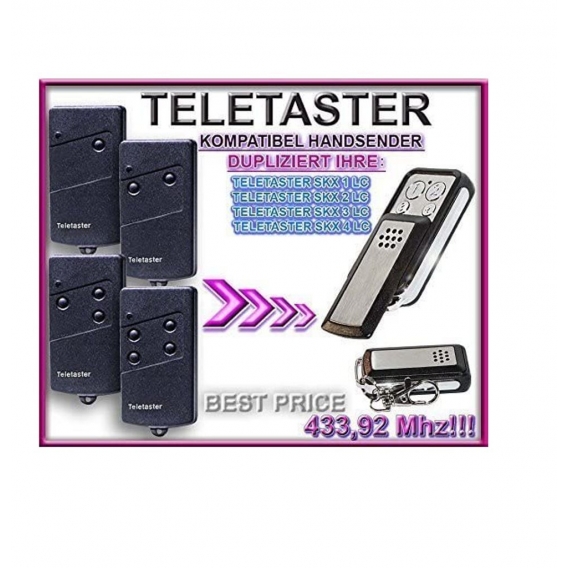 TELETASTER - SKX1LC / SKX2LC / SKX3LC / SKX4LC , 433.92 MHz Kompatibel Handsender, Ersatz sender (Fixed code)