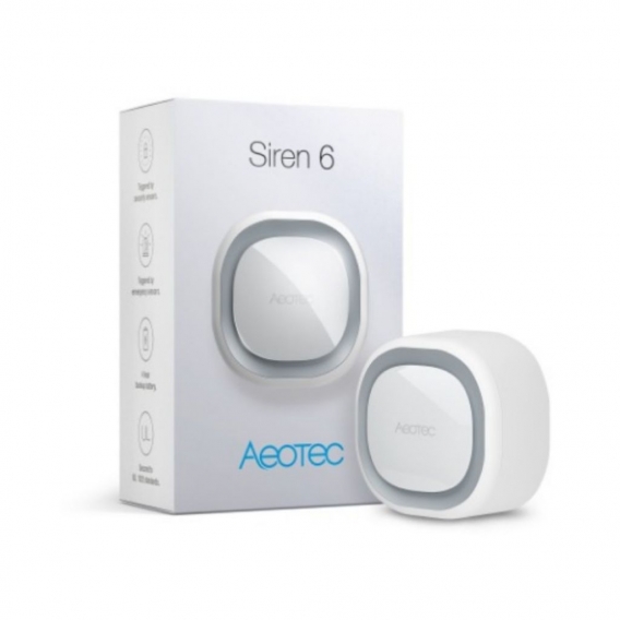 Z-Wave Siren 6, Wireless siren, Indoor/Outdoor, 120 m, 868.4 MHz, 110 dB, IP20