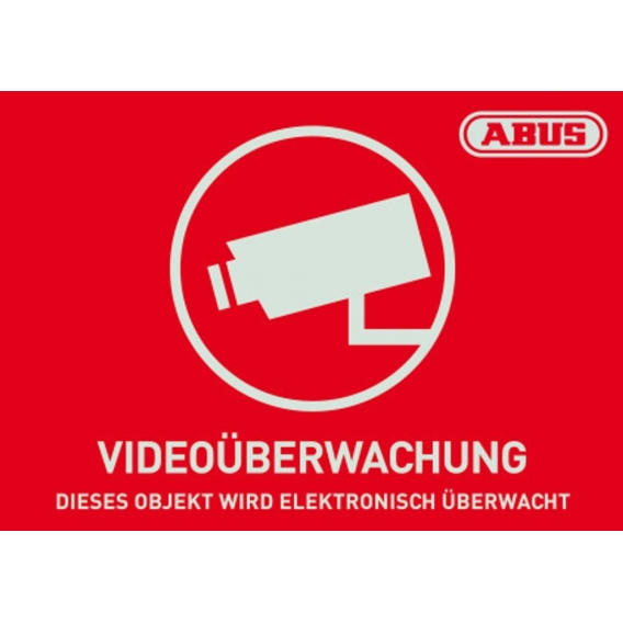 ABUS AU1421 Warnaufkleber Videoüberwachung mit ABUS Logo 74 x 52,5 mm