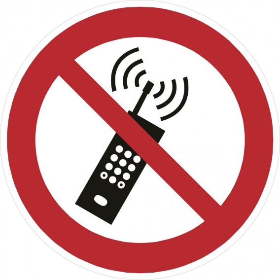 1 Aufkleber 10 cm Eingeschaltete Mobiltelefone Handys verboten P013