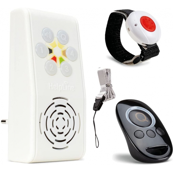 HelpLine 230 Senioren-Sicherheitspaket 1, Hausnotrufgerät mit wasserdichtem Notrufarmband, Funk-Empfänger, Quittierungs-Sender