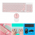 2,4G Wireless Tastatur und Maus  Runde Schlüssel, Stille klicken, Hohe Empfindlichkeit, Kurz Taste Lücke Farbe Rosa