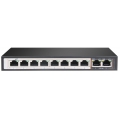 LUPUS - Gigabit PoE Netzwerk-Switch mit 10 Ports, 8X PoE, 2X Uplink, Lüfterlos, Schwarz