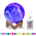 10 cm / 3.94in 3D Druck Stern Mondlampe USB Led Mond Geformt Tisch Nachtlicht mit Basis 16 Farben aendern Touch und Fernbedienun