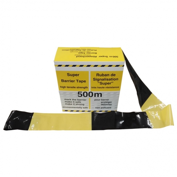 Kelmaplast Absperrband, ohne Aufdruck, gelb/schwarz, 500 m (Flatterband)