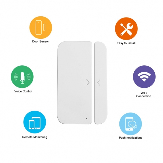 WiFi T°îr Alarm Fenster Sensor Detektor Smart Home Sicherheit Tuya SmartLife App Control Kompatibel Amazon Alexa Google Assistan