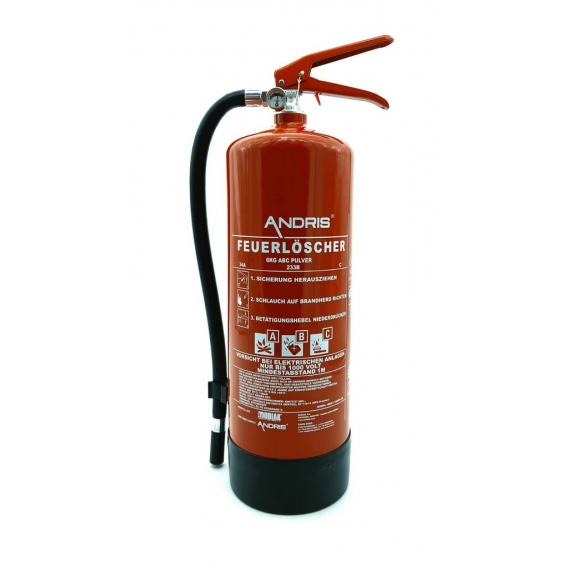 ANDRIS® ABC Pulver Feuerlöscher 6kg mit Schutzbox aus Kunststoff abschließbar inkl. ANDRIS® Prüfnachweis mit Jahresmarke