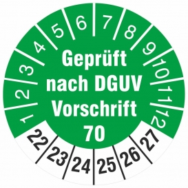 More about 10 Prüfetiketten  nach DGUV Vorschrift 70 30 mm Prüfplaketten 2022-27
