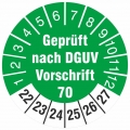 10 Prüfetiketten  nach DGUV Vorschrift 70 30 mm Prüfplaketten 2022-27