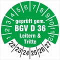 50 Prüfetiketten  gem. BGV D 36 Leitern & Tritte 30 mm 2022-2027