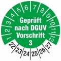 1000  nach DGUV Vorschrift 3 Prüfetiketten Prüfplaketten 30 mm 2022-27