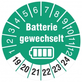 More about 10 Prüfplaketten Batterie gewechselt 18 mm Prüfetiketten 2019-2024