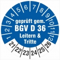 100 Prüfplaketten 30 mm  gem. BGV D 36 Leitern & Tritte 2021-2026