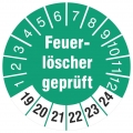 50 x Prüfplaketten 18 mm Feuerlöscher  Prüfetiketten 2019-2024