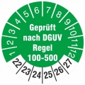 200 Prüfetiketten  nach DGUV Regel 100-500 18mm Prüfplaketten 2022-27