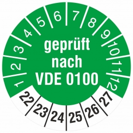 More about 10 Prüfetiketten  nach VDE 0100 Prüfplaketten 18mm 2022-27