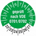 100 Prüfetiketten 18mm  nach VDE 0701/0702 Prüfplaketten 2022-27