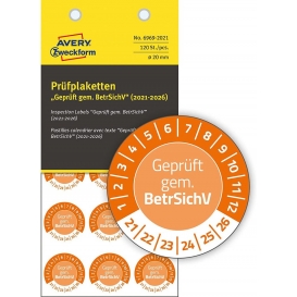 More about AVERY Zweckform Prüfplaketten " gem" 2021-26 orange 20 mm 120 Etiketten