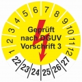 2500 Prüfplaketten 30 mm  nach DGUV Vorschrift 3 gelb Prüfetiketten 2018