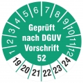 500 Prüfetiketten 18 mm  DGUV Information Vorschrift 52 Krane 2019-24