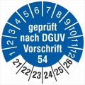 1000 Prüfetiketten 18 mm  DGUV Information Vorschrift 54 Winden 2021-2026