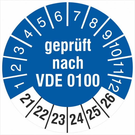 1000 Prüfetiketten  nach VDE 0100 2021-2026 18 mm Prüfplaketten