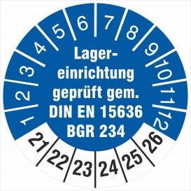 More about 10 Prüfetiketten 30 mm Lagereinrichtung  DIN EN 15635 BGR 234 2021-2026