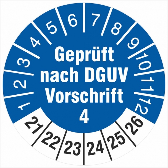 10 Prüfetiketten 18 mm  nach DGUV Vorschrift 4 Prüfplaketten 2021-2026