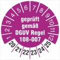50 Prüfetiketten 18 mm Lagereinrichtungen  DGUV Regel 108-007 2020-2025