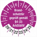 10 Prüfetiketten Brandschutztür  §4 (3) ArbStättV 18 mm 2020-2025