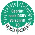 10 Prüfetiketten 30mm  DGUV Information Vorschrift 70 Fahrzeuge 2019-24