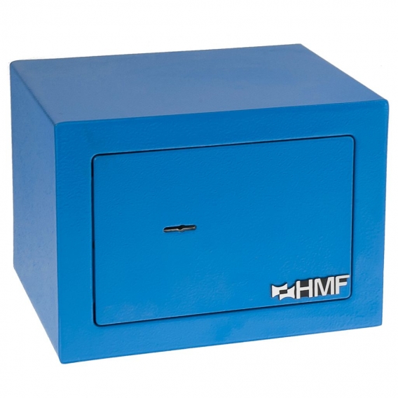 HMF 49216-05 Möbeltresor Doppelbartschloss Safe Tresor klein mit Schlüssel, 23 x 17 x 17 cm, Blau