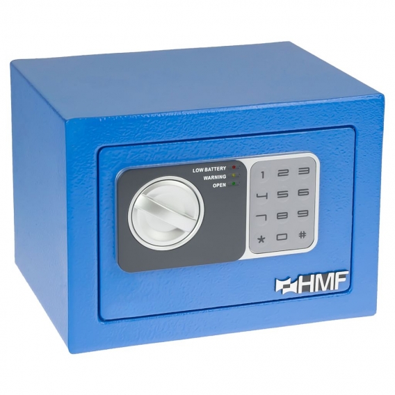 HMF 46126-05 Möbeltresor Elektronikschloss Safe Tresor klein mit Zahlenschloss, 23 x 17 x 17 cm, Blau