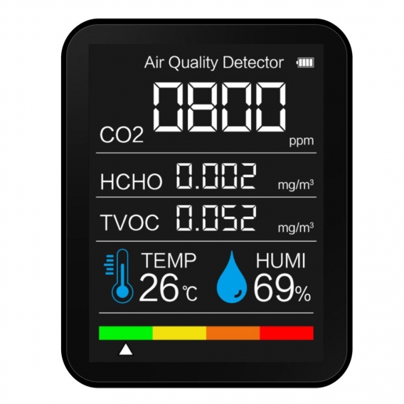 Kohlendioxid-Detektor Temperatur / Luftfeuchtigkeit Luftqualitaetsmonitor Digitales CO2-Messgeraet Formaldehyd-Detektor Luftanal
