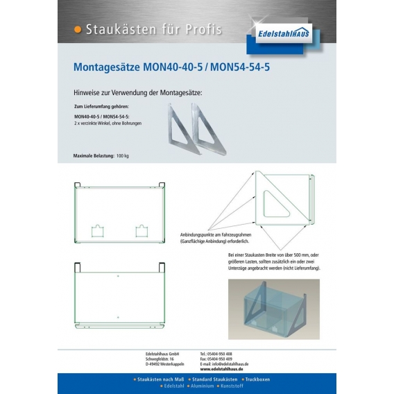 Montagewinkel für Staukasten (2 Stück) - MON54-54-5