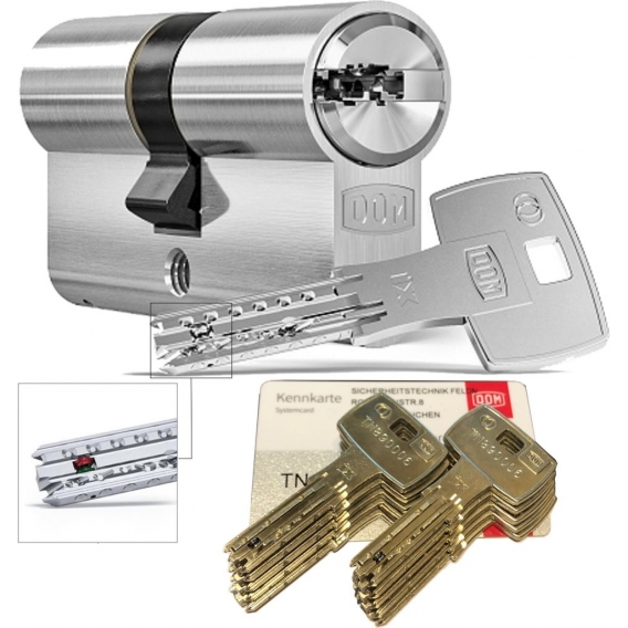 DOM iX Twido 333iX7TW Doppelzylinder mit 10 Schlüssel, Länge (a/b) 40/50mm (c＝ 90mm), mit Sicherungskarte, mit Not- u. Gefahrenf