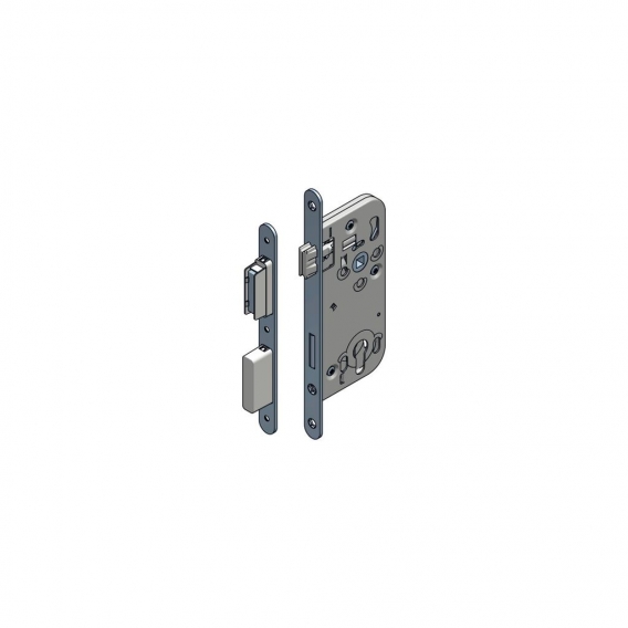 Einsteckschloss WG 320 RNM Einstemmschloss mit Magnetfalle für Zimmertüren | PZ mit unsichtbarem Schließblech, DM 50 , VK 8,5 mm